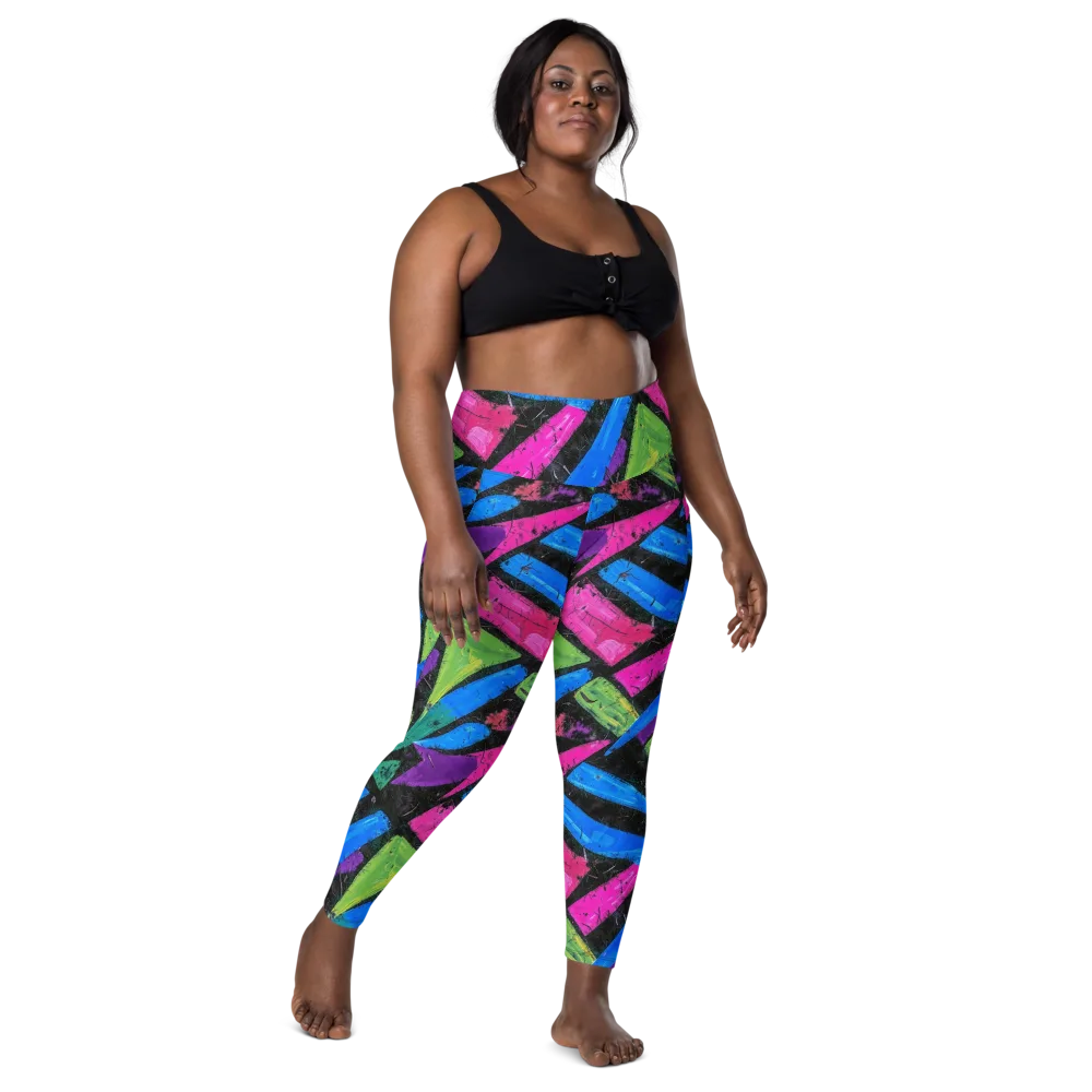 Neon Brushwork on Leggings with Pockets — Front