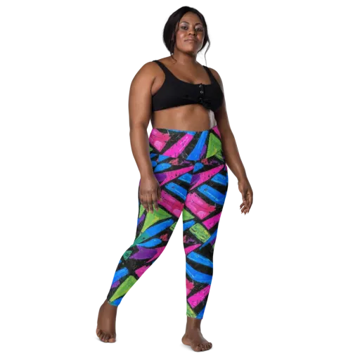 Neon Brushwork on a Leggings with Pockets