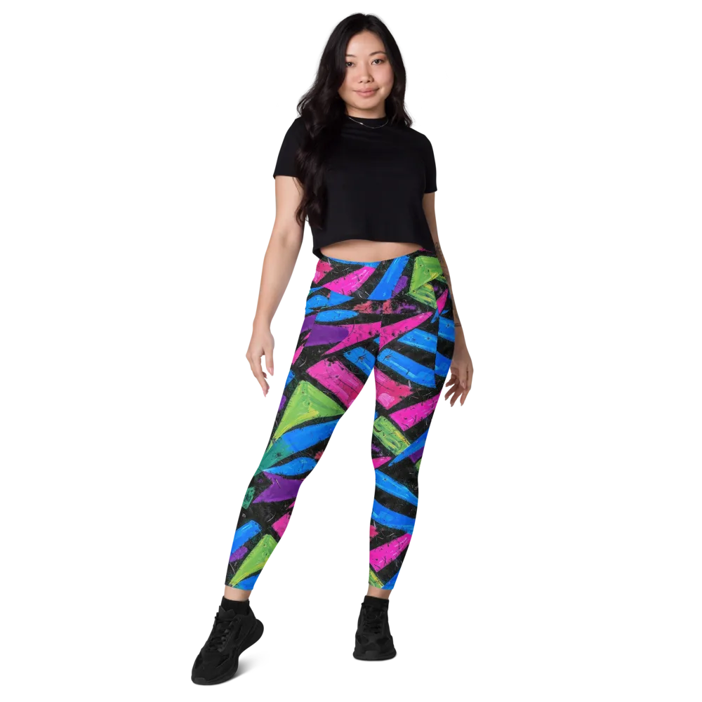 Neon Brushwork on Leggings with Pockets — Front