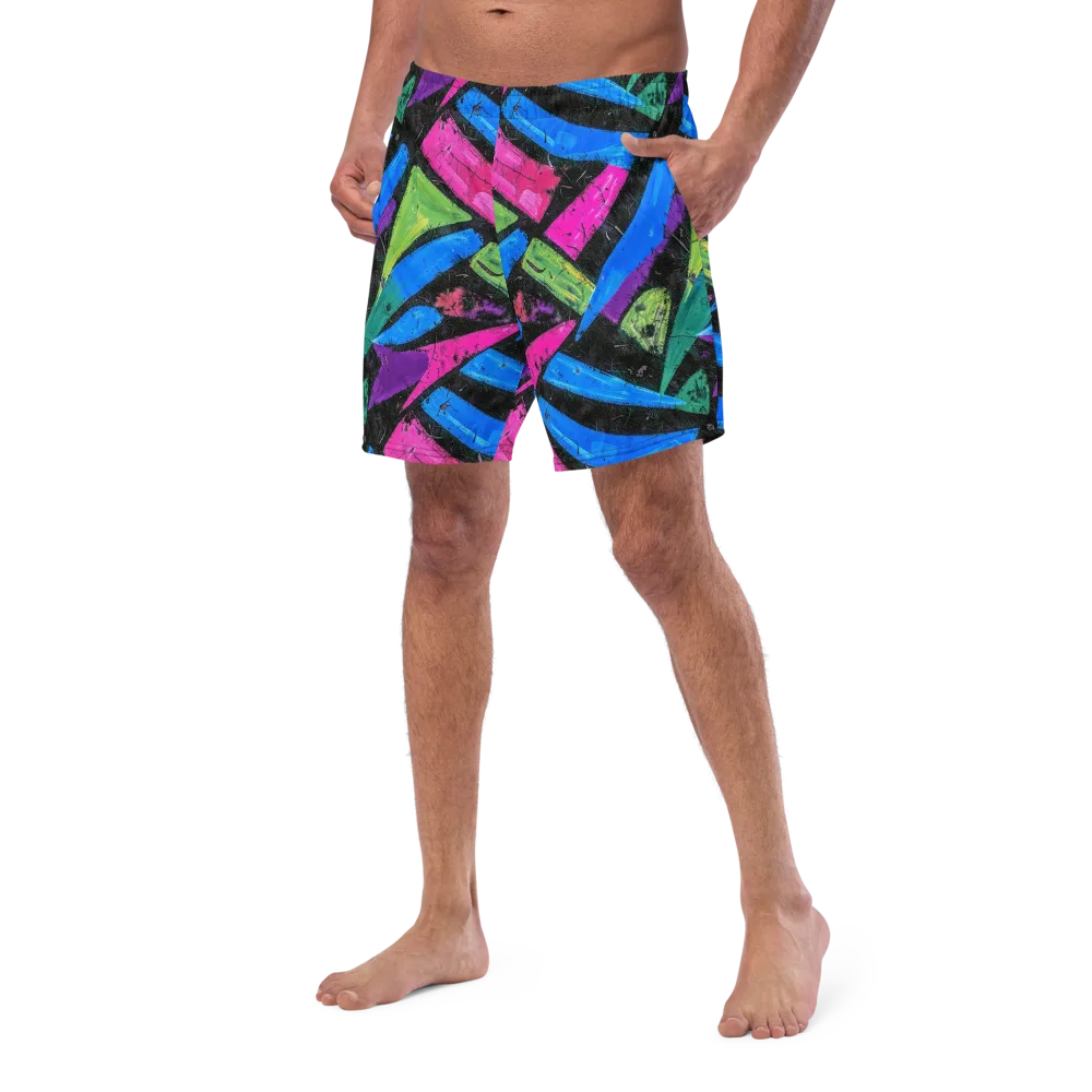Neon Brushwork on Swim Trunks — Left Front