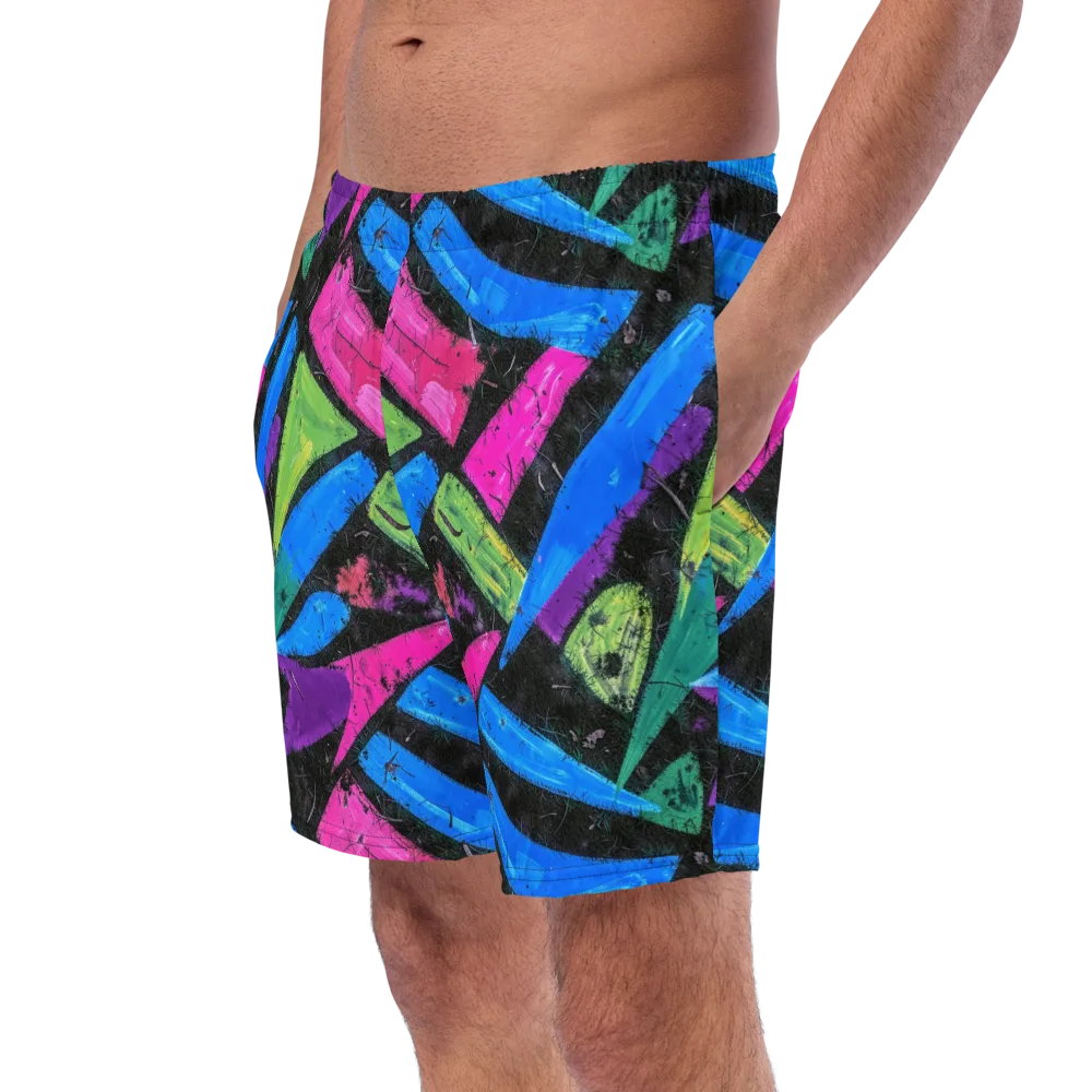 Neon Brushwork on Swim Trunks — Left Front