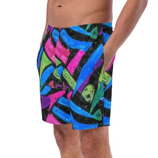 Neon Brushwork on a Swim Trunks