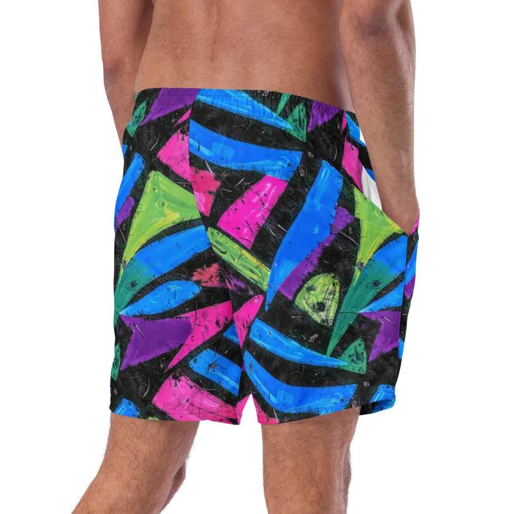 Neon Brushwork on Swim Trunks — Right Back