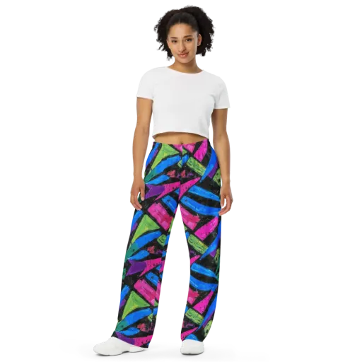 Neon Brushwork on a Wide-Leg Pants