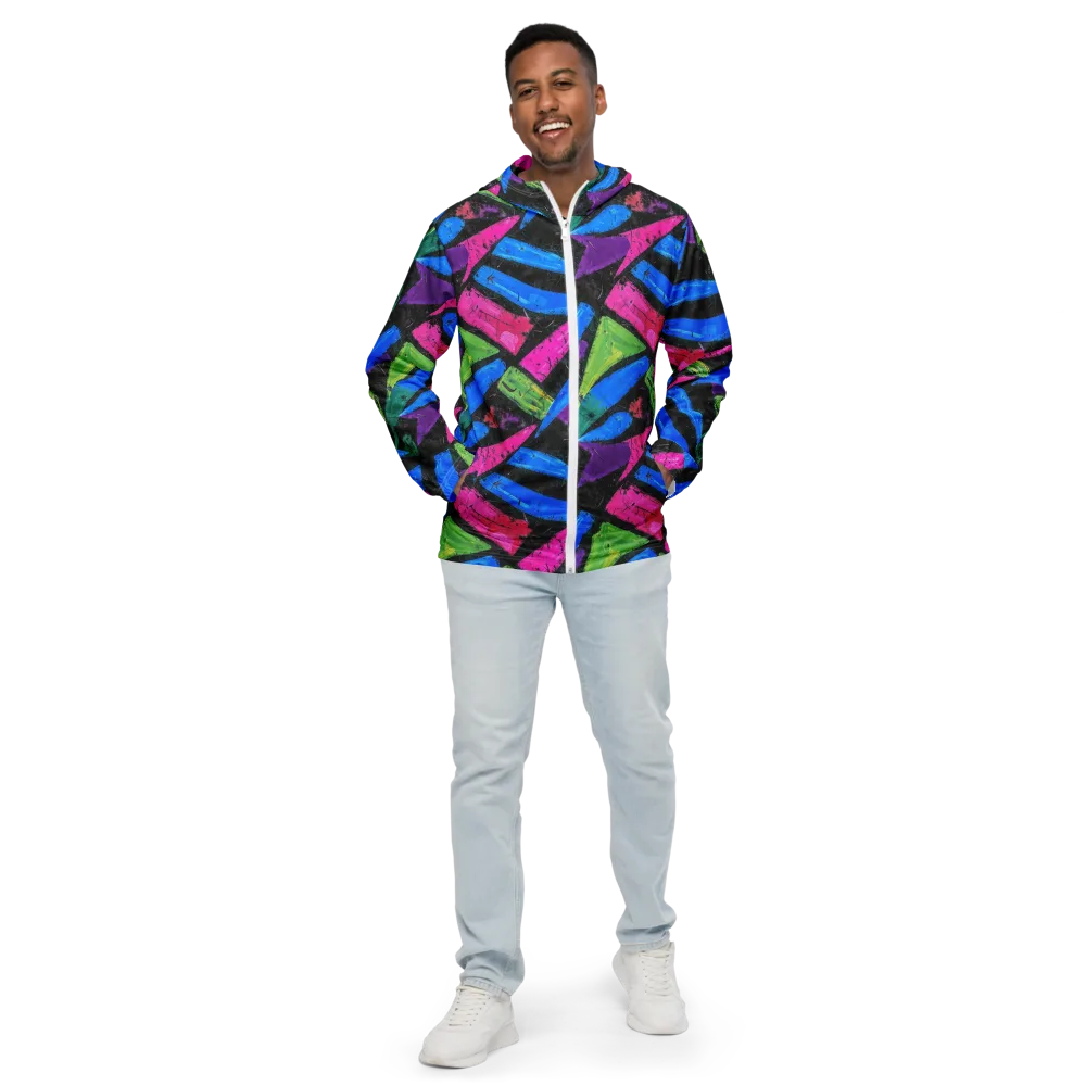 Neon Brushwork on Men's Windbreaker — Front