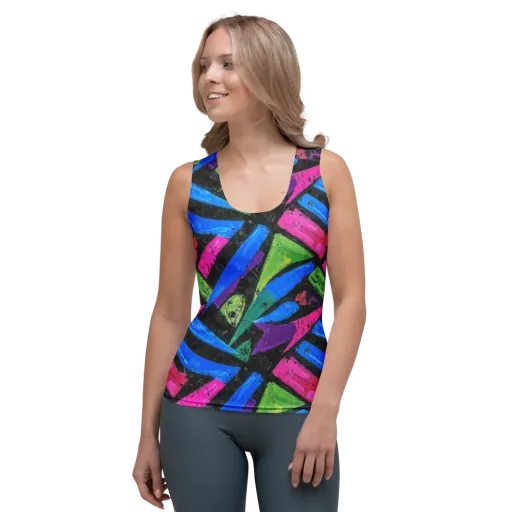 Neon Brushwork on a Women's Tank Top