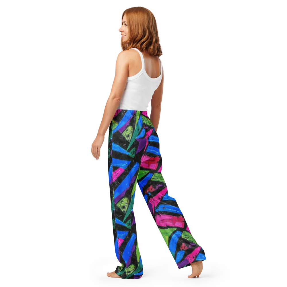 Neon Brushwork on Women's Pajama Pants — Back