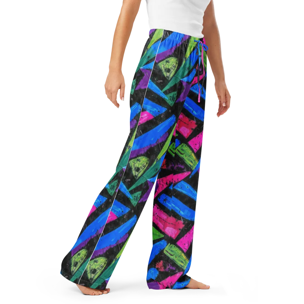 Neon Brushwork on Women's Pajama Pants — Right Front