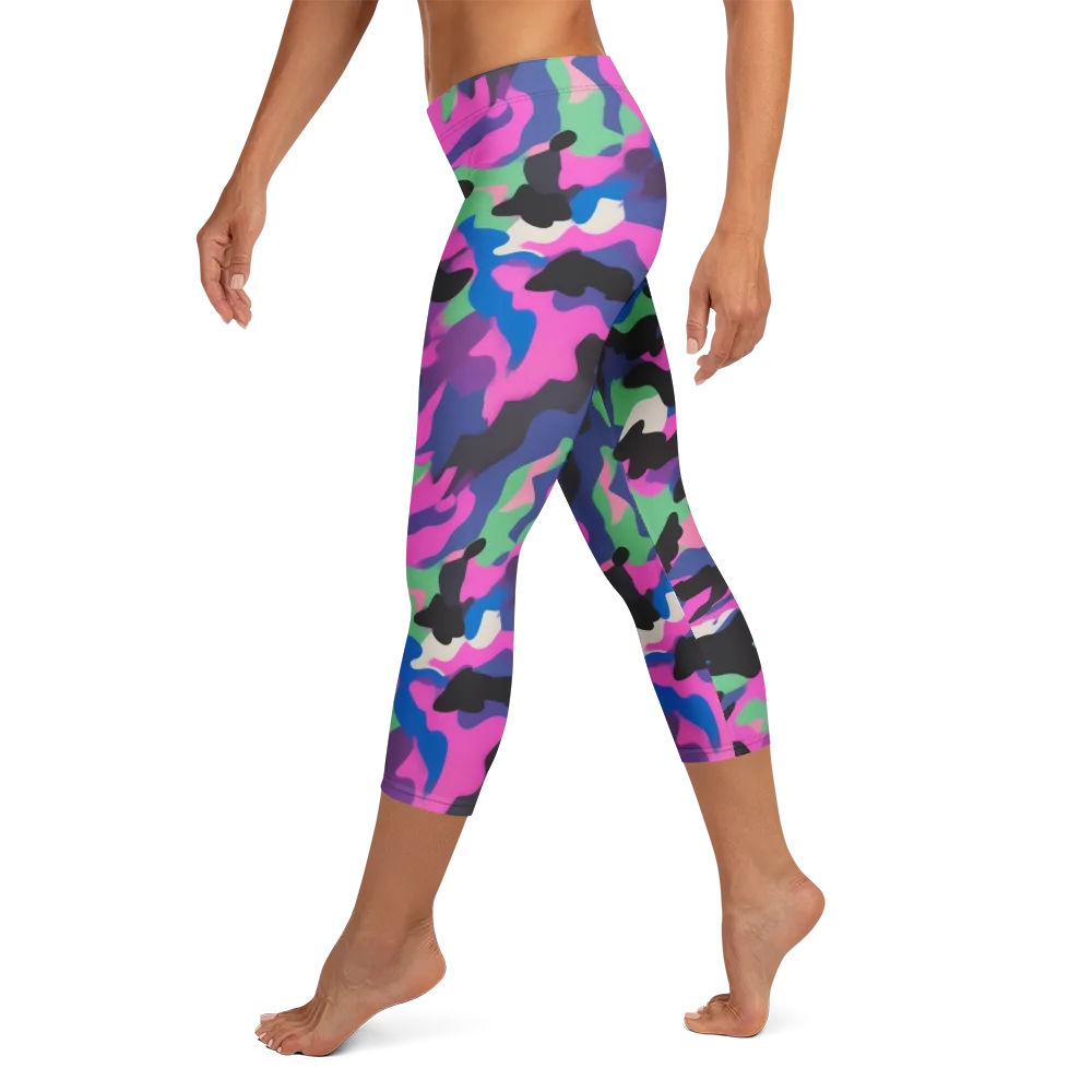 Chromatic Outburst on Capri Leggings — Left