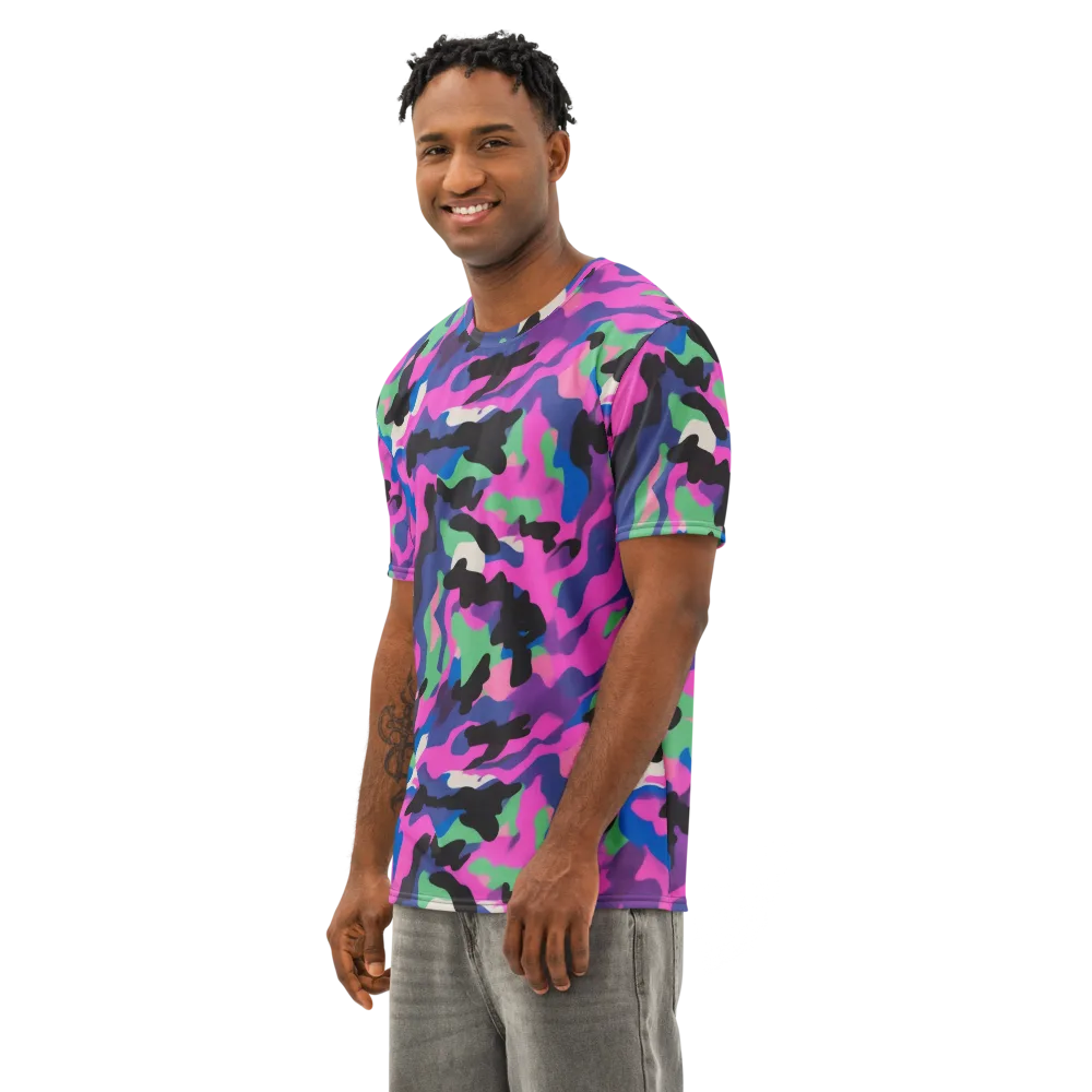 Chromatic Outburst on Men's Cotton Crew Neck T-Shirt — Left Front