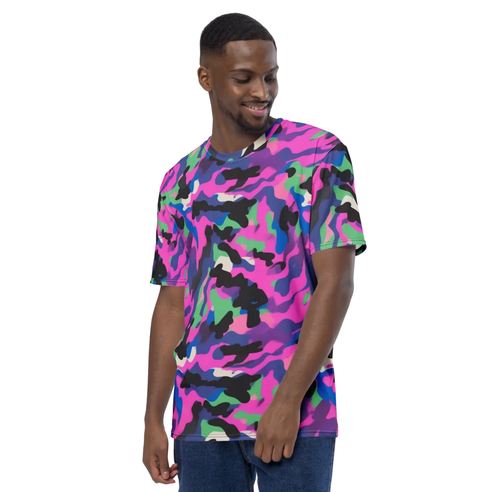 Chromatic Outburst on Men's Crew Neck T-Shirt — Left