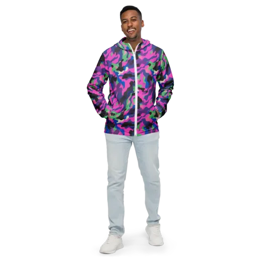 Chromatic Outburst on a Men's Windbreaker