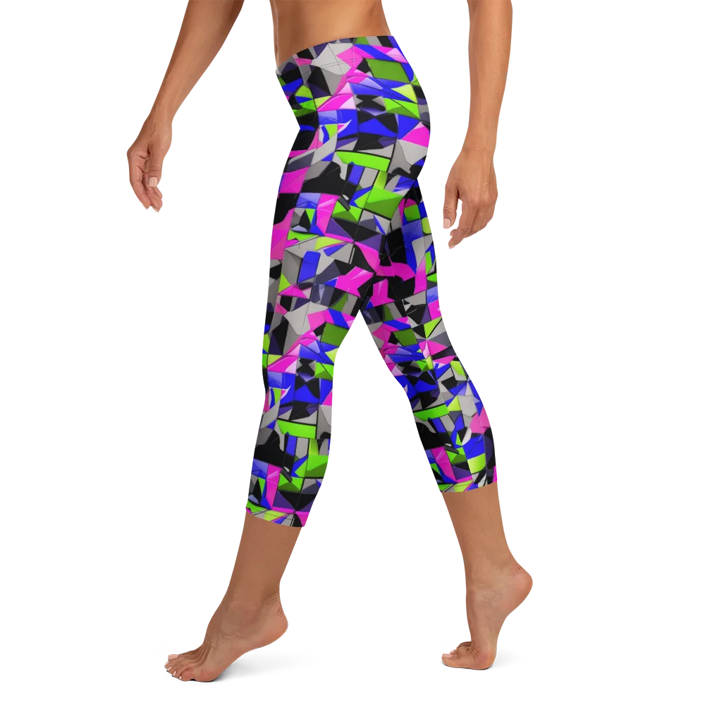 Hypercolor Facets on Capri Leggings — Left