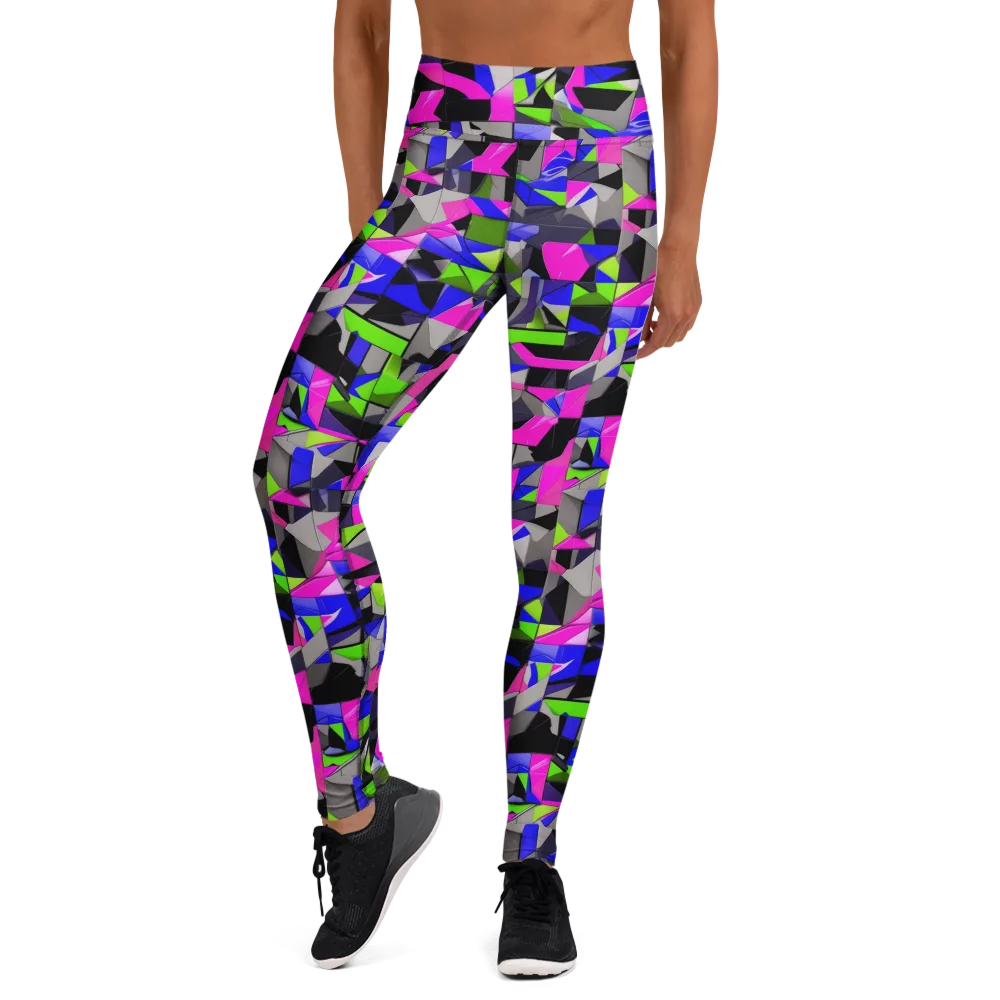 Hypercolor Facets on Yoga Leggings — Front