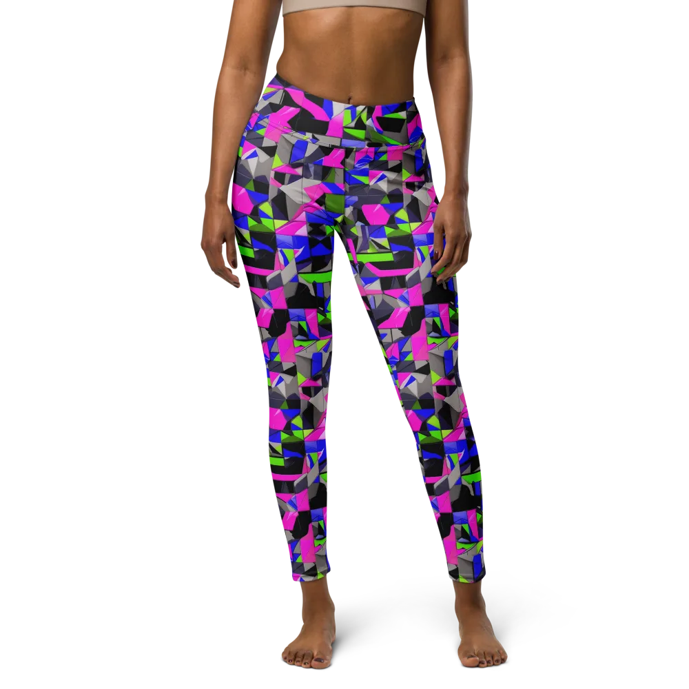 Hypercolor Facets on Yoga Leggings — Front