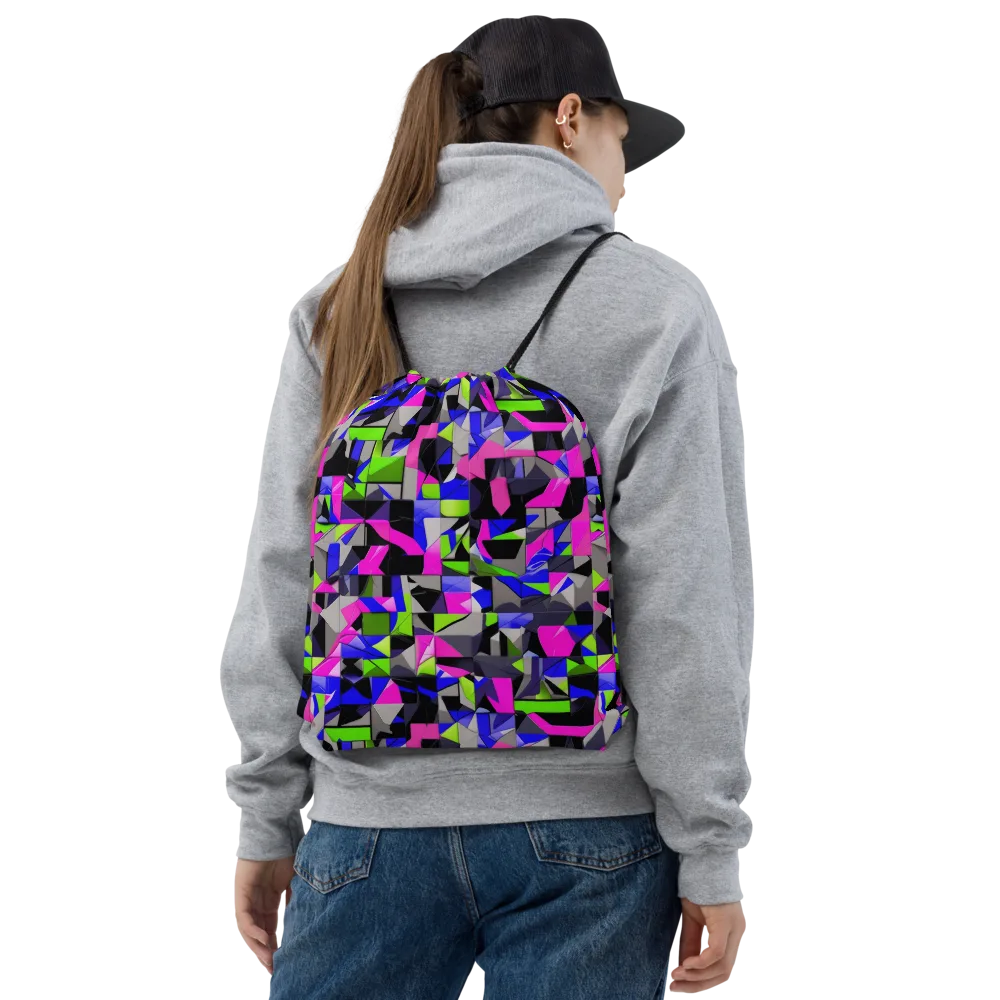 Hypercolor Facets on Drawstring Bag — Front
