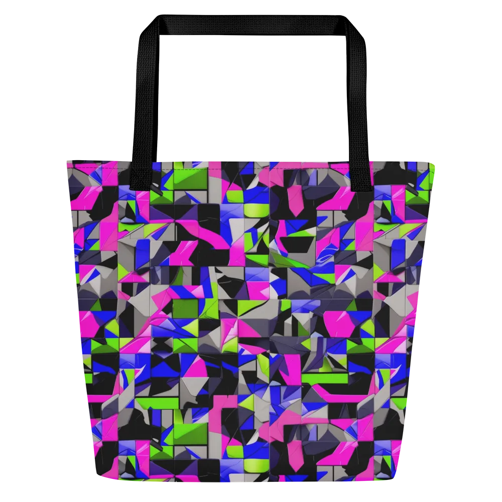 Hypercolor Facets on Large Tote Bag W/ Pocket — Front