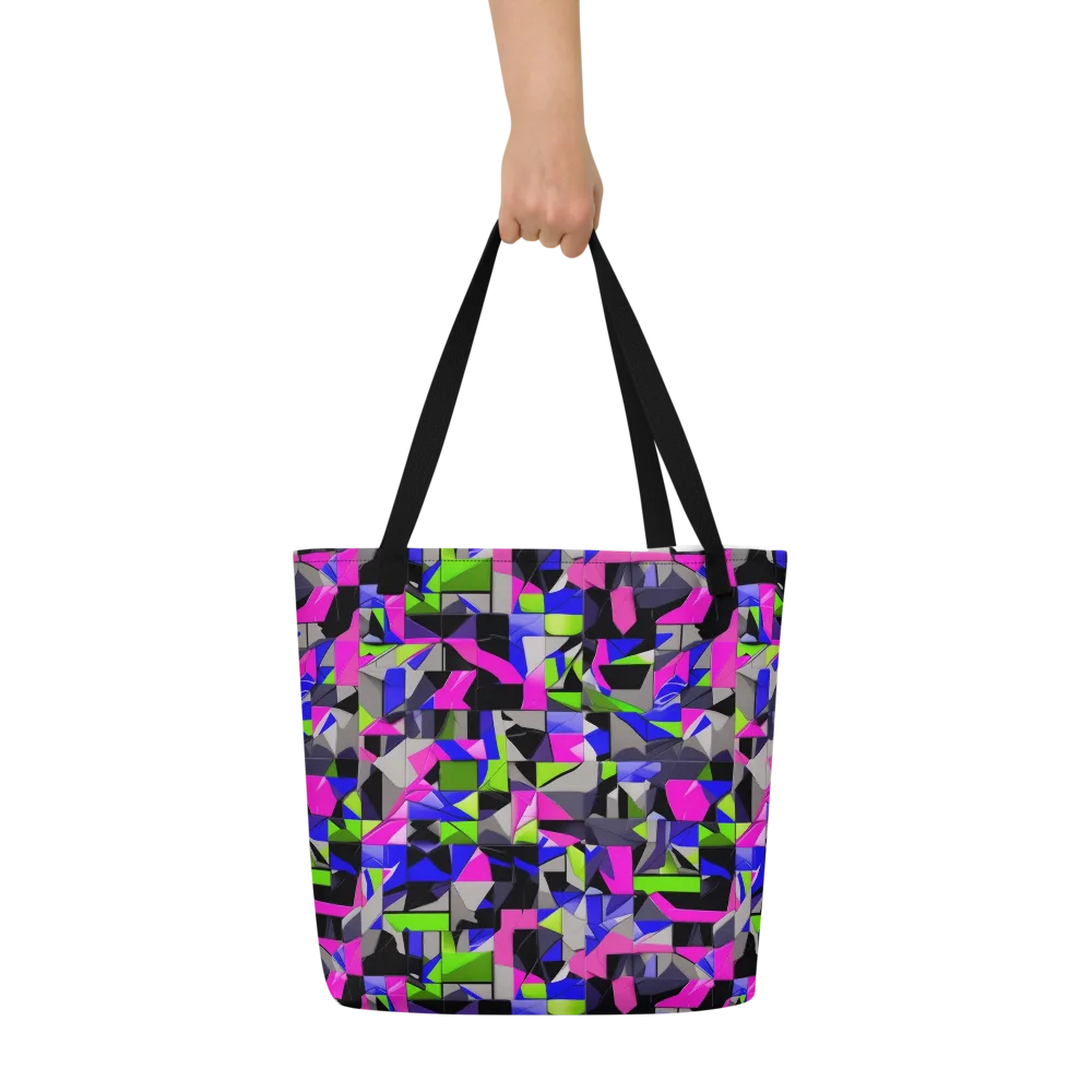 Hypercolor Facets on Large Tote Bag W/ Pocket — Front