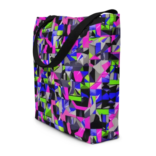 Hypercolor Facets on a Large Tote Bag W/ Pocket