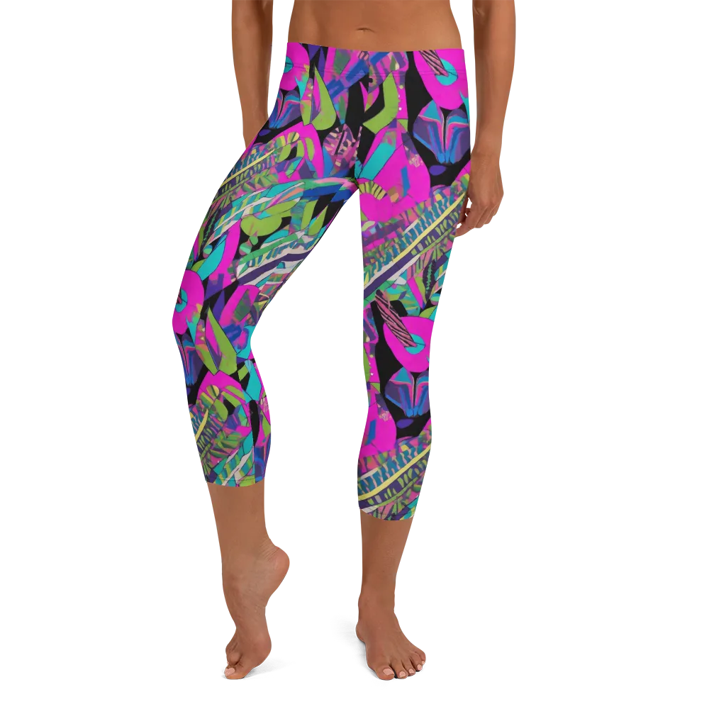 Chromatic Foliage on Capri Leggings — Front