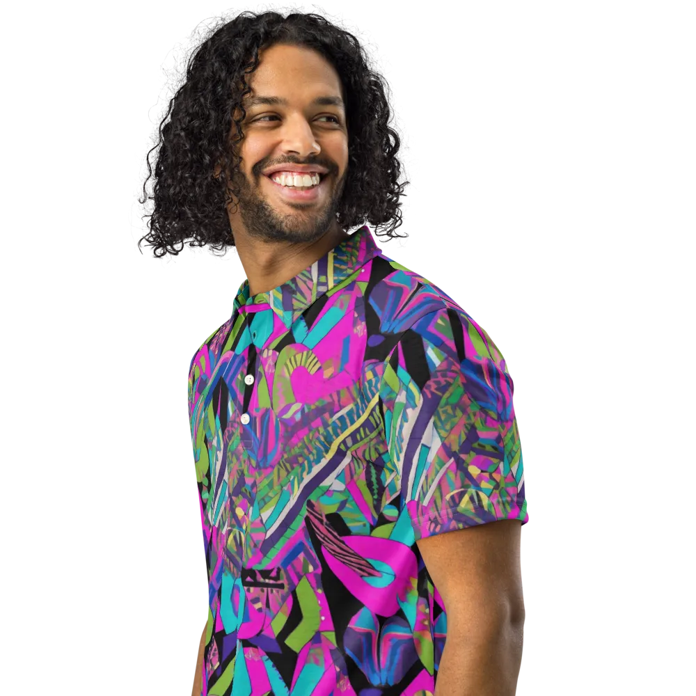 Chromatic Foliage on Men's Slim Fit Polo Shirt — Left Front