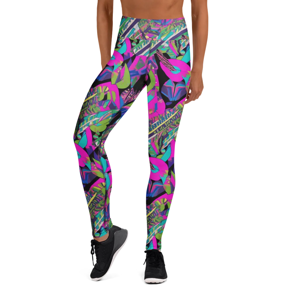 Chromatic Foliage on Yoga Leggings — Front