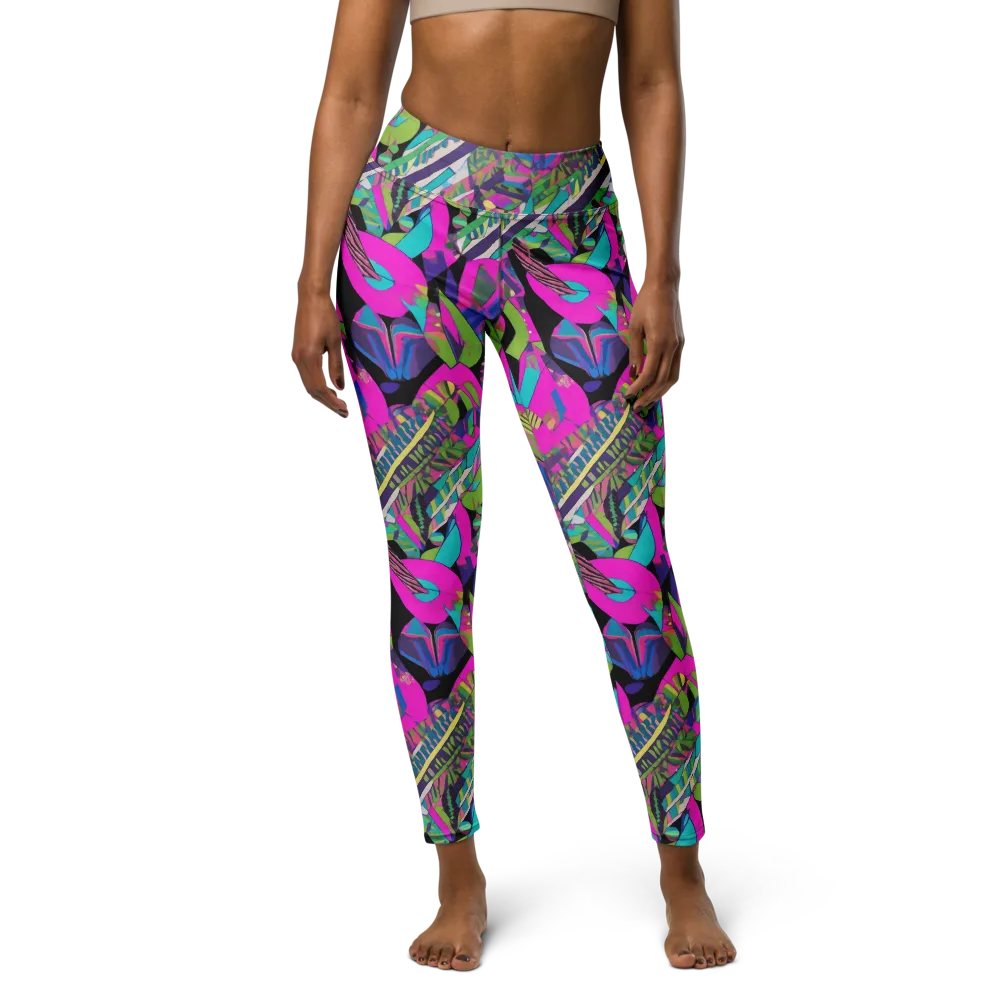 Chromatic Foliage on Yoga Leggings — Front