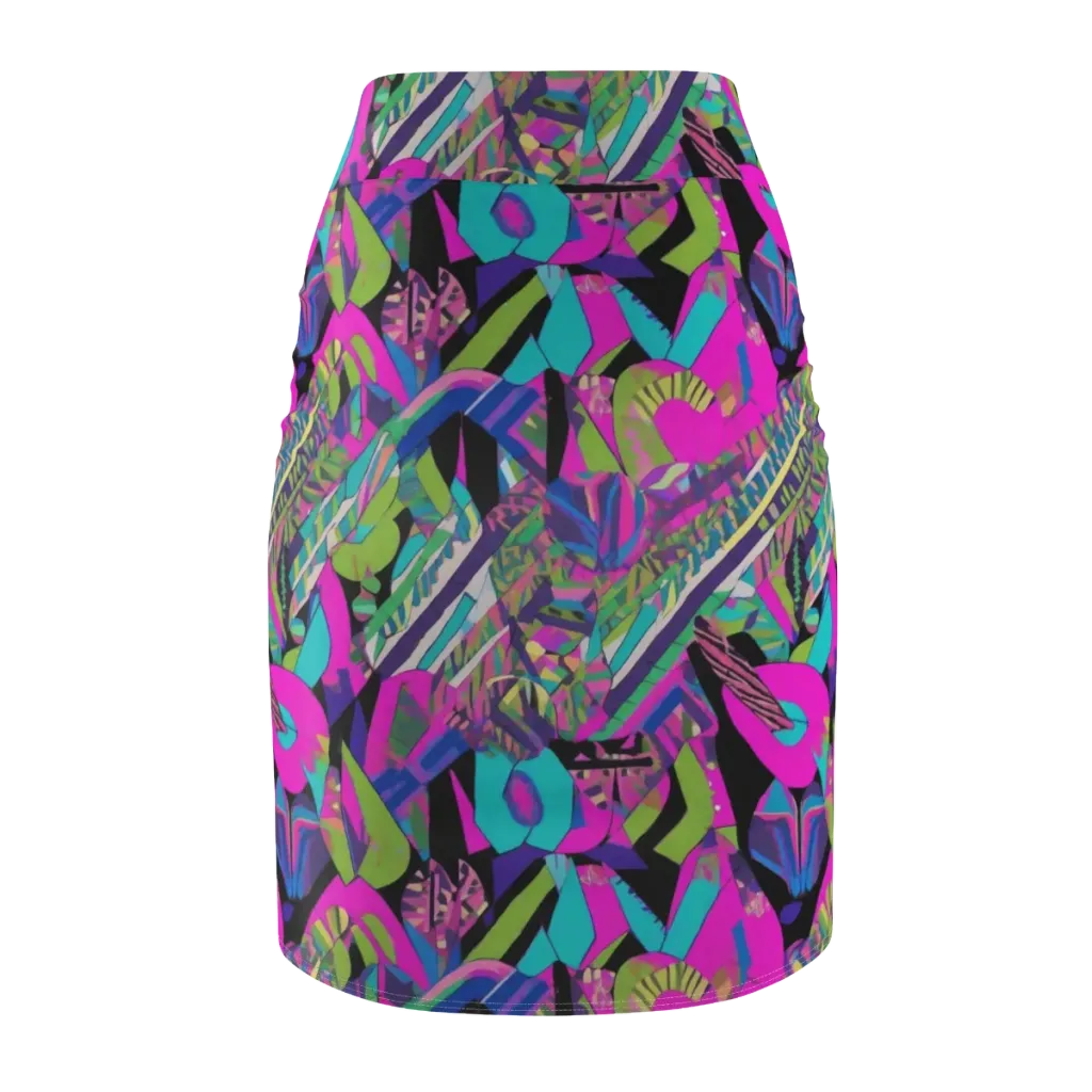 Chromatic Foliage on Pencil Skirt — Back