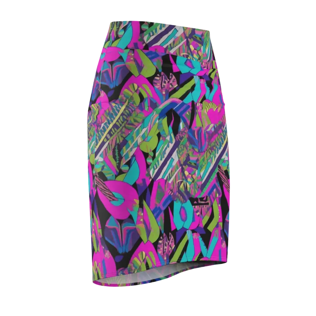 Chromatic Foliage on Pencil Skirt — Front Side