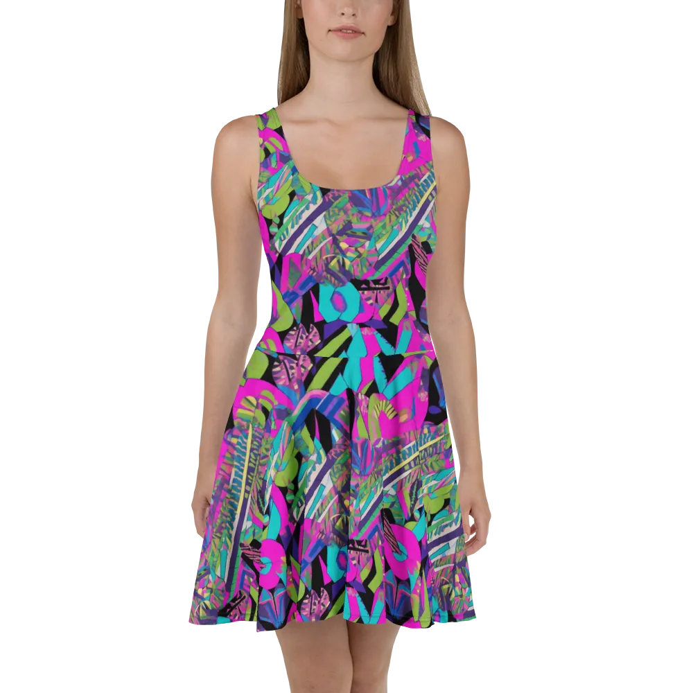 Chromatic Foliage on Skater Dress — Front