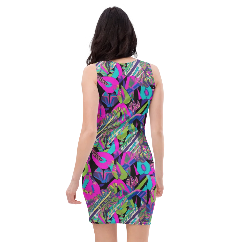 Chromatic Foliage on Bodycon Dress — Back
