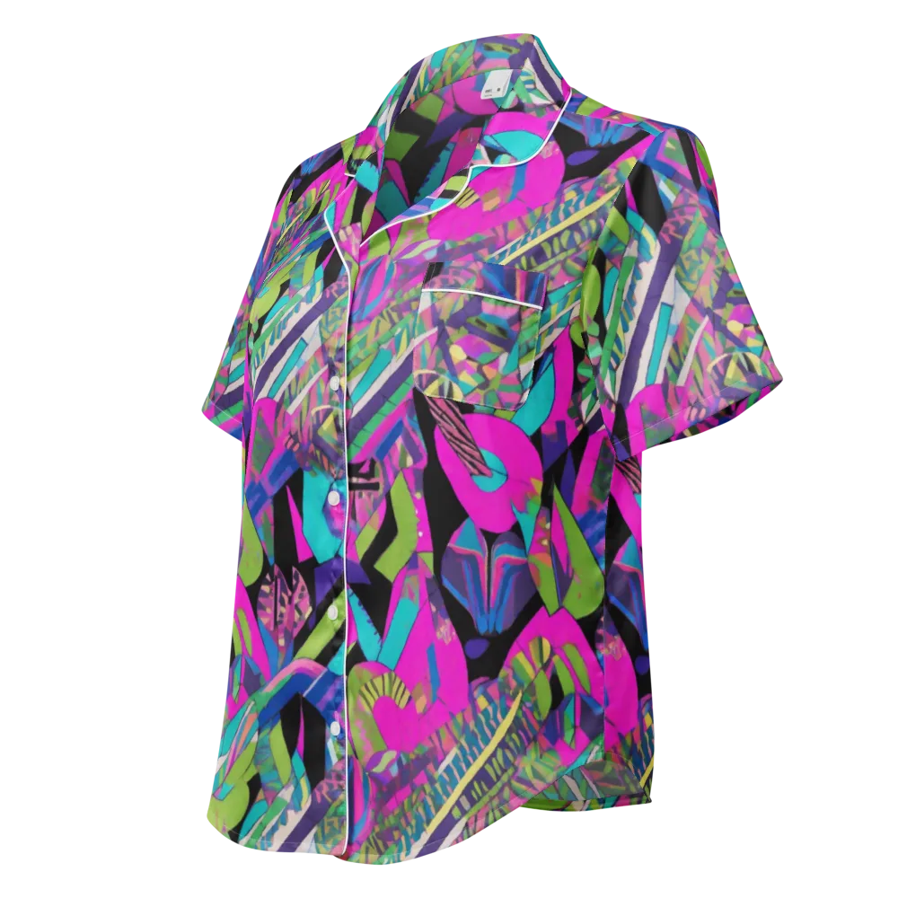 Chromatic Foliage on Women's Short Sleeve Pajama Top — Left Front