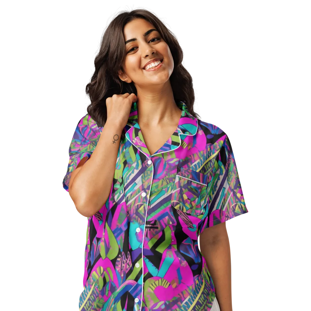 Chromatic Foliage on Women's Short Sleeve Pajama Top — Front