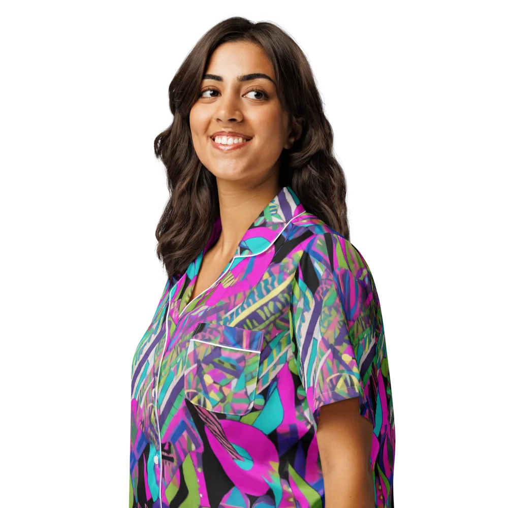 Chromatic Foliage on Women's Short Sleeve Pajama Top — Left Front