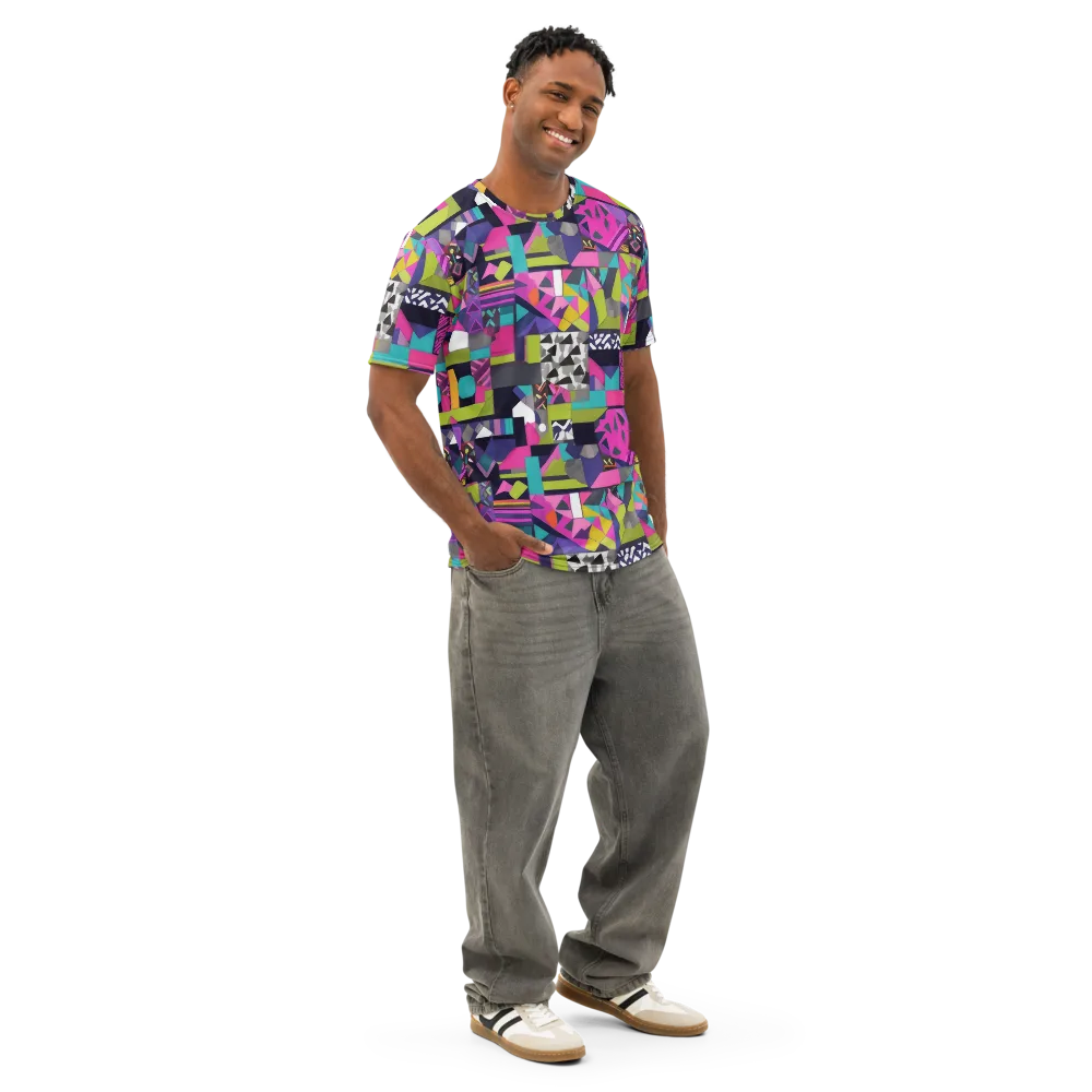 Afterglow Mosaic on Men's Cotton Crew Neck T-Shirt — Right Front