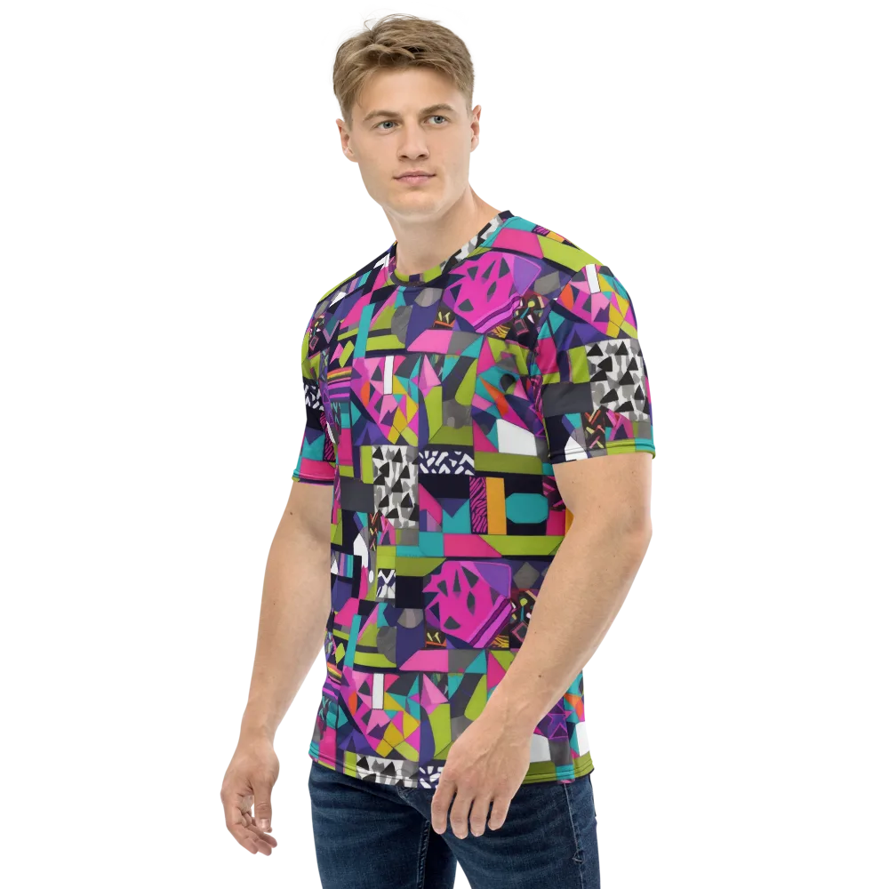 Afterglow Mosaic on Men's Crew Neck T-Shirt — Left