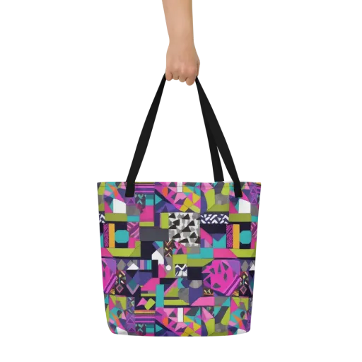 Afterglow Mosaic on a Large Tote Bag W/ Pocket