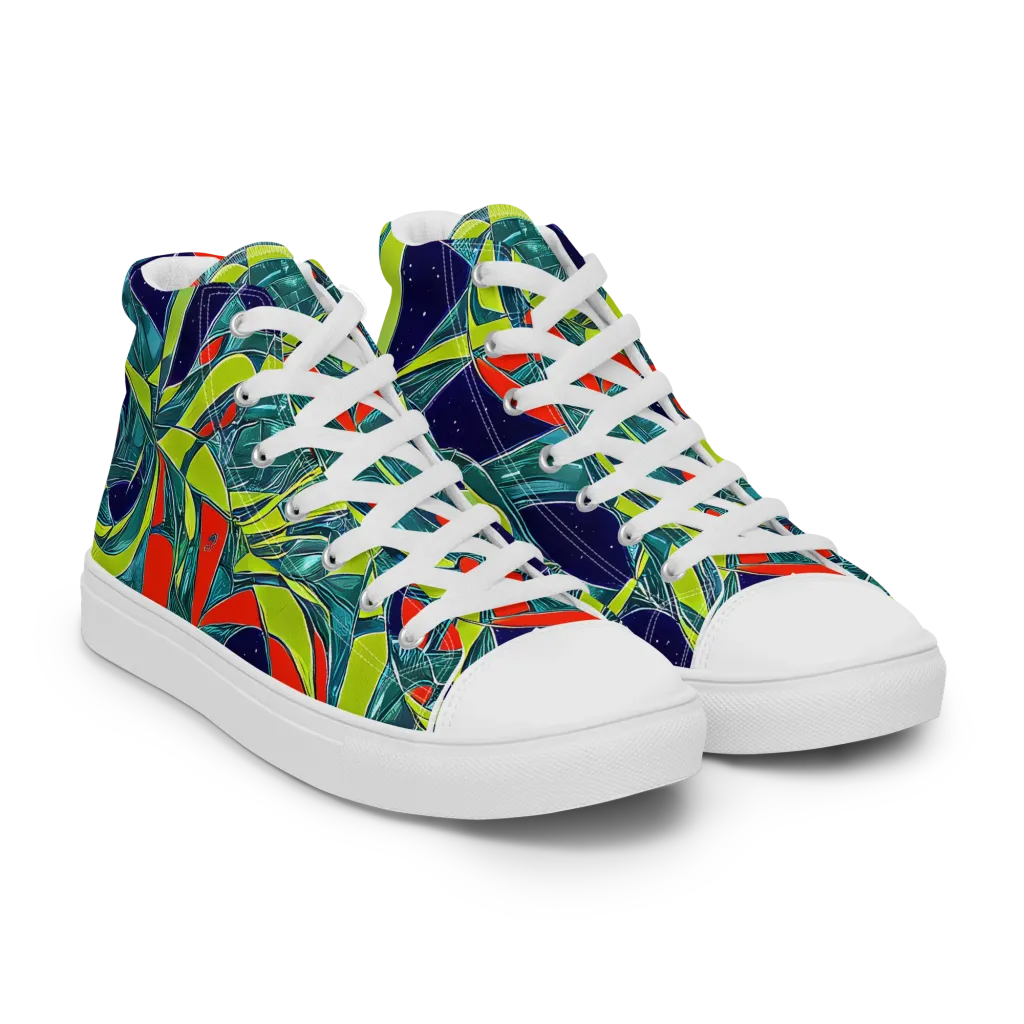Harmonic Mirage on Men's High Top Canvas Shoes — Right Front