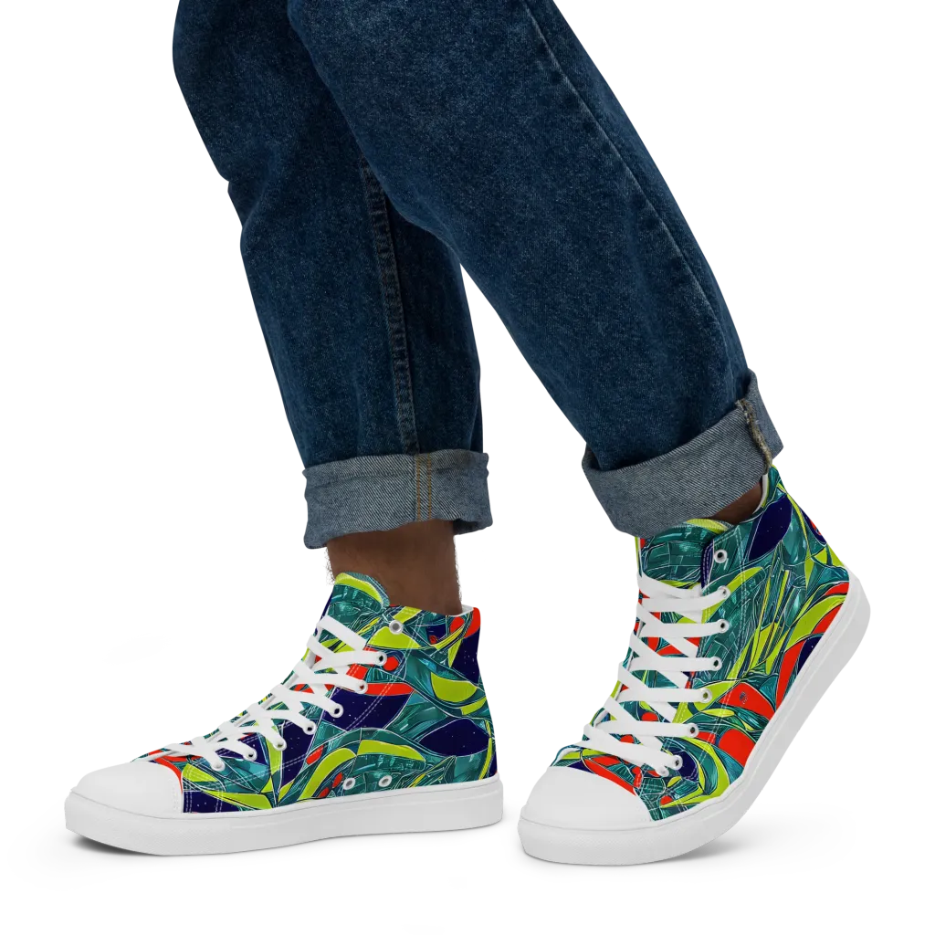 Harmonic Mirage on Men's High Top Canvas Shoes — Left