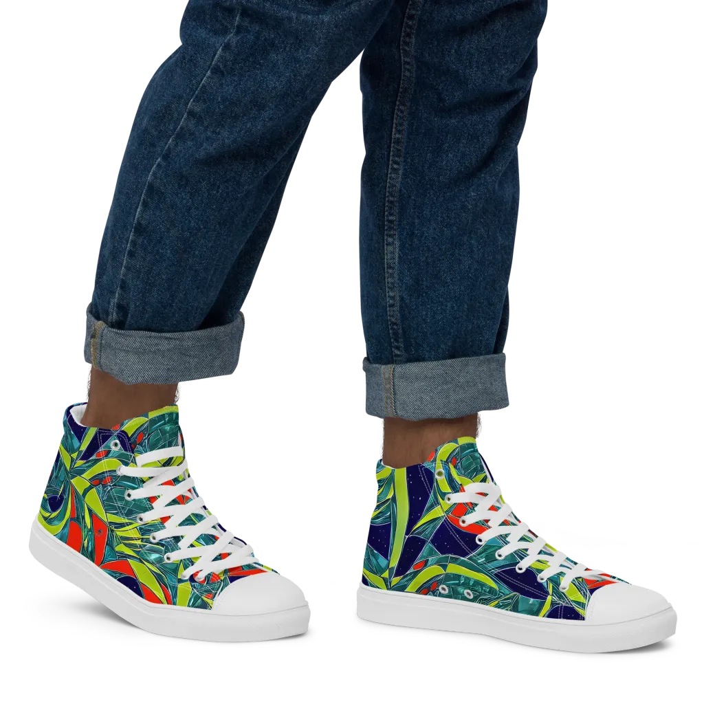 Harmonic Mirage on Men's High Top Canvas Shoes — Right