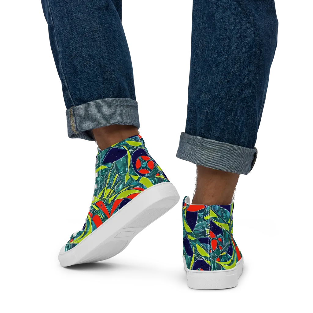 Harmonic Mirage on Men's High Top Canvas Shoes — Back