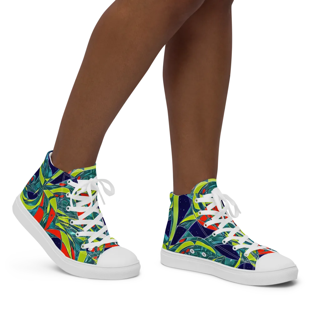 Harmonic Mirage on Women's High Top Canvas Shoes — Right