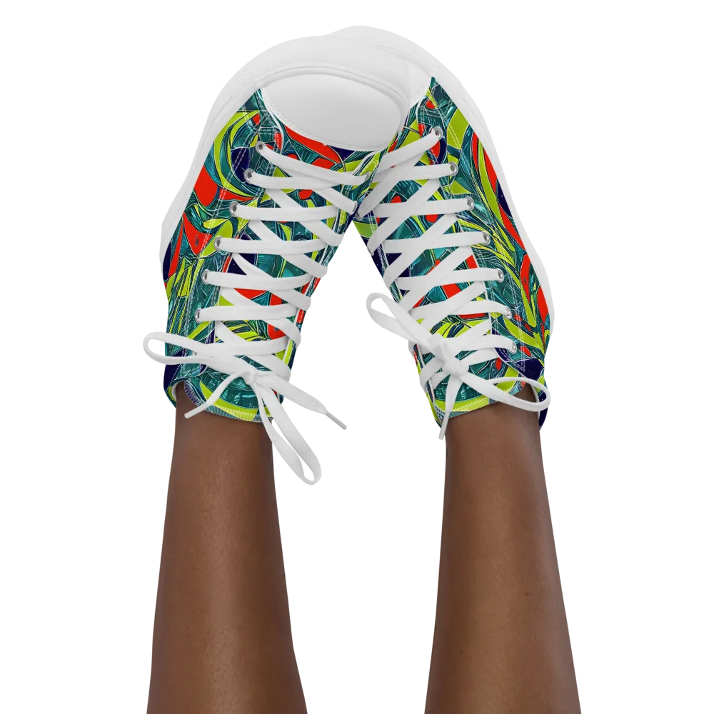 Harmonic Mirage on Women's High Top Canvas Shoes — Front