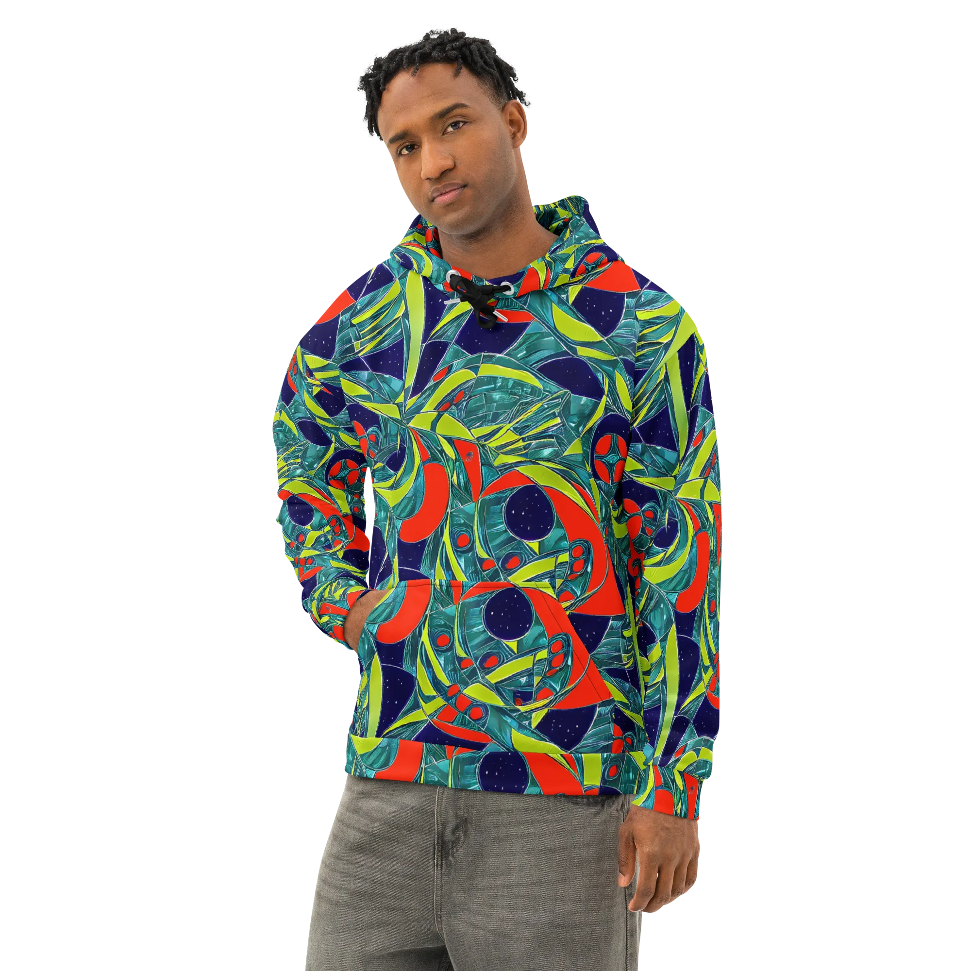Harmonic Mirage on Cotton Hoodie — Left Front