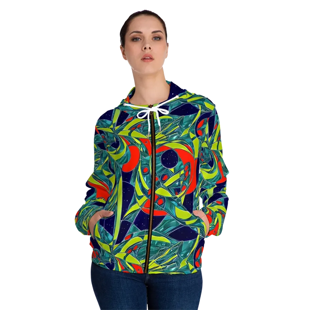 Harmonic Mirage on Women's Full-Zip Hoodie — Front On Person
