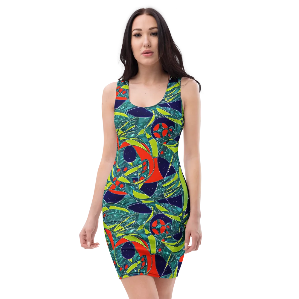 Harmonic Mirage on Bodycon Dress — Front
