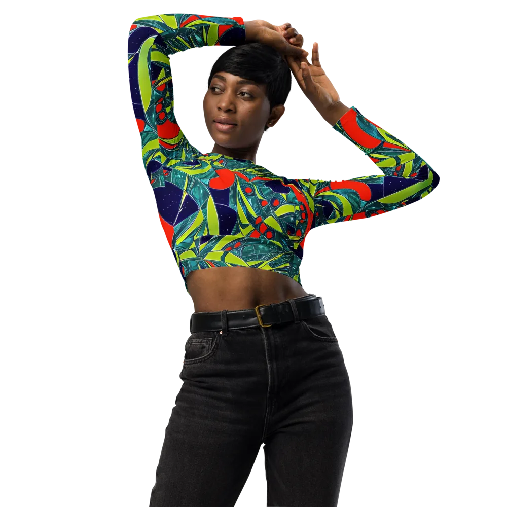 Harmonic Mirage on Long Sleeve Crop Top — Front