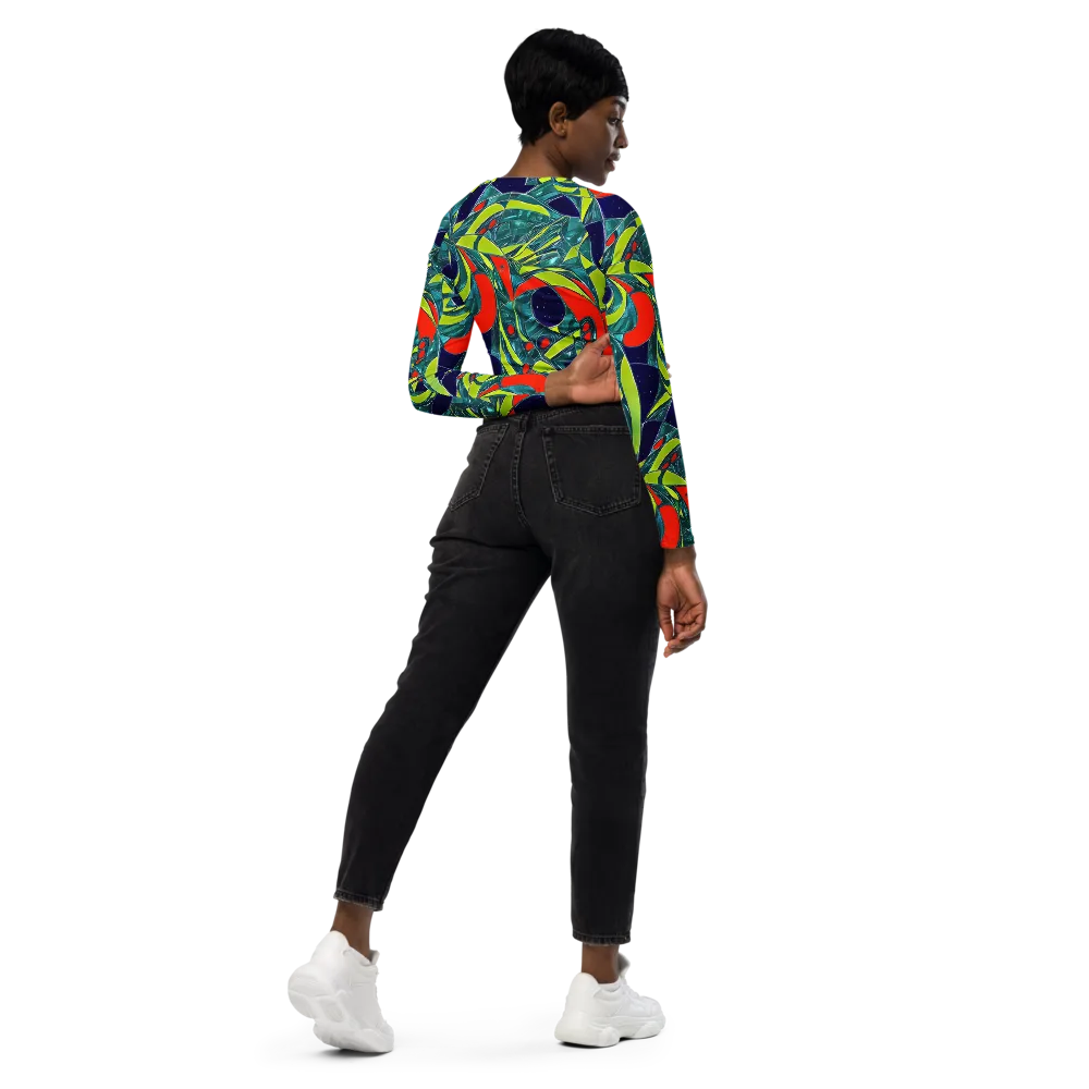 Harmonic Mirage on Long Sleeve Crop Top — Right Back