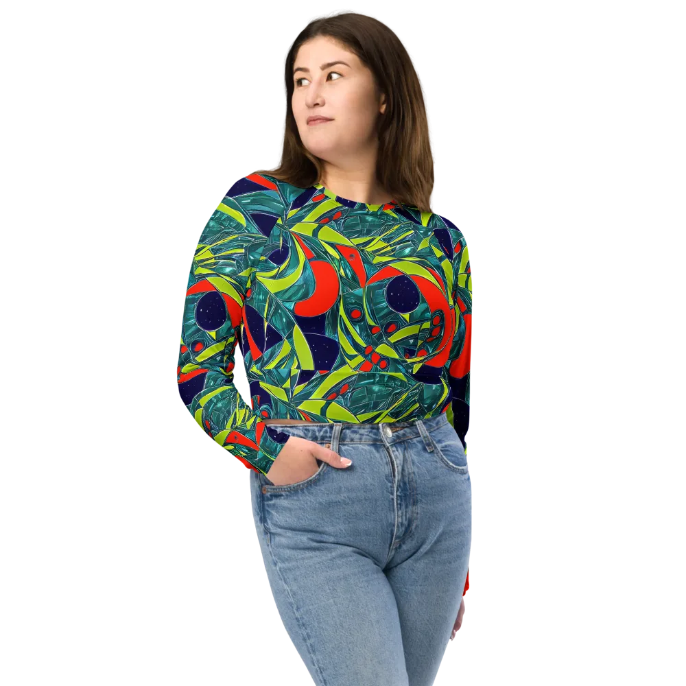 Harmonic Mirage on Long Sleeve Crop Top — Front