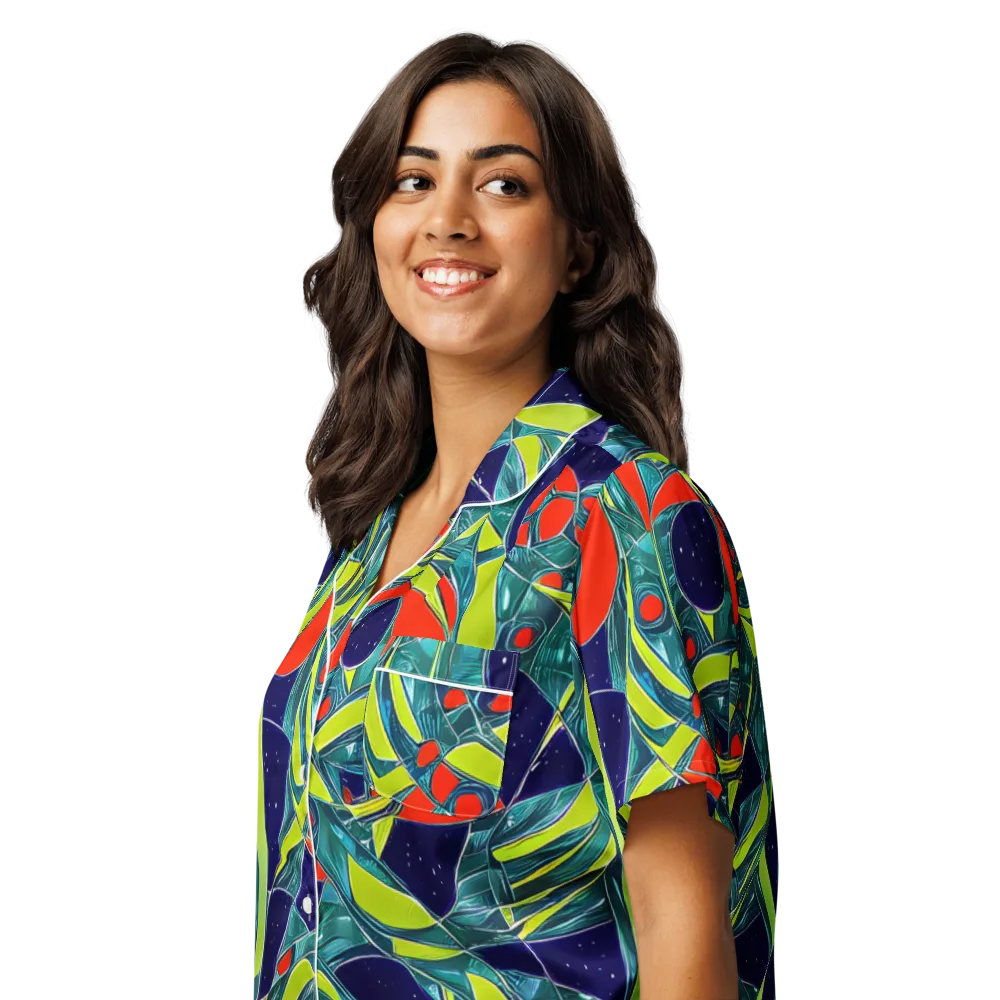 Harmonic Mirage on Women's Short Sleeve Pajama Top — Left Front